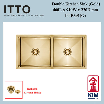 Itto Nano-Coated Double Bowl Kitchen Sink (Gold)