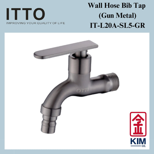 Itto Stainless Steel Wall Hose Bib Tap (Gun Metal) (IT-L20A-SL5-GR)