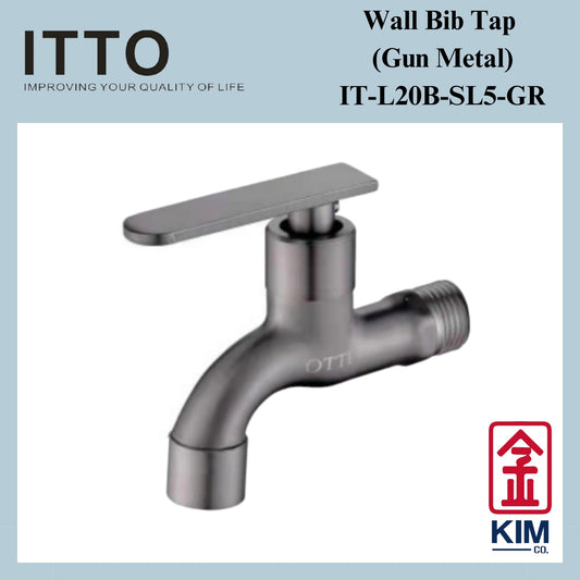 Itto Stainless Steel Wall Bib Tap (Gun Metal) (IT-L20B-SL5-GR)