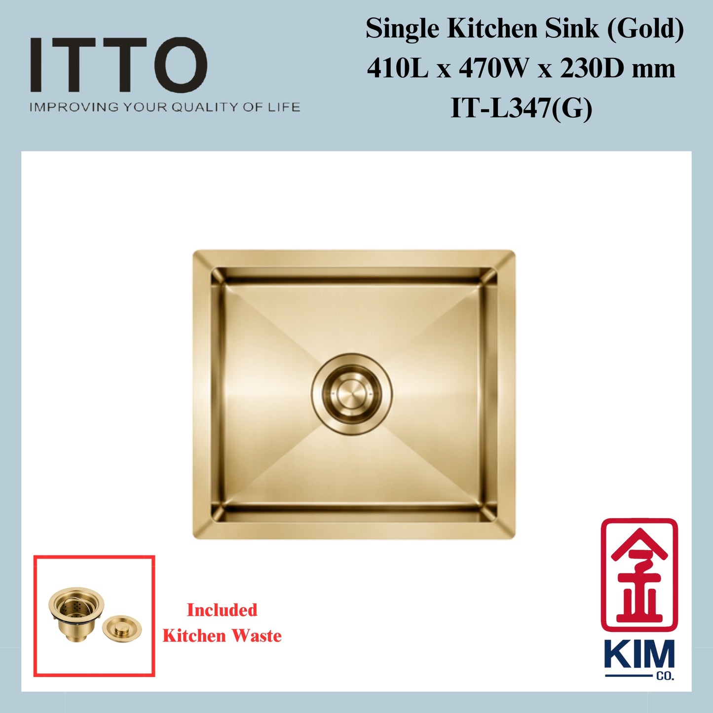 Itto Nano-Coated Single Bowl Kitchen Sink  (Gold)