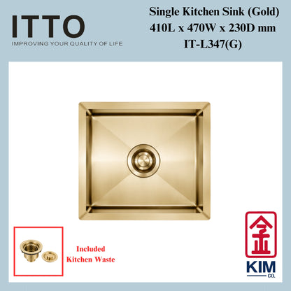 Itto Nano-Coated Single Bowl Kitchen Sink  (Gold)
