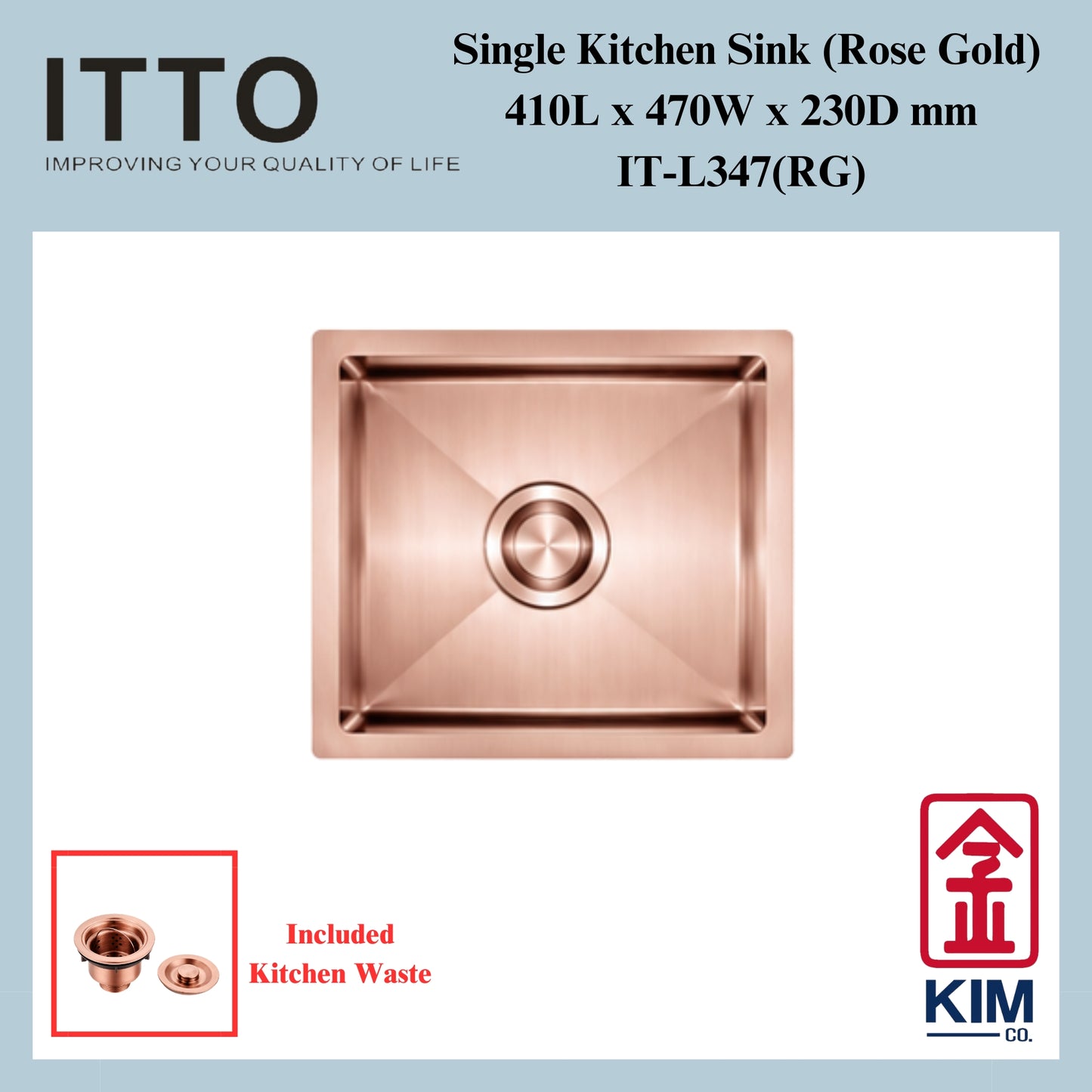 Itto Nano-Coated Single Bowl Kitchen Sink  (Rose Gold)