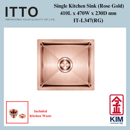 Itto Nano-Coated Single Bowl Kitchen Sink  (Rose Gold)
