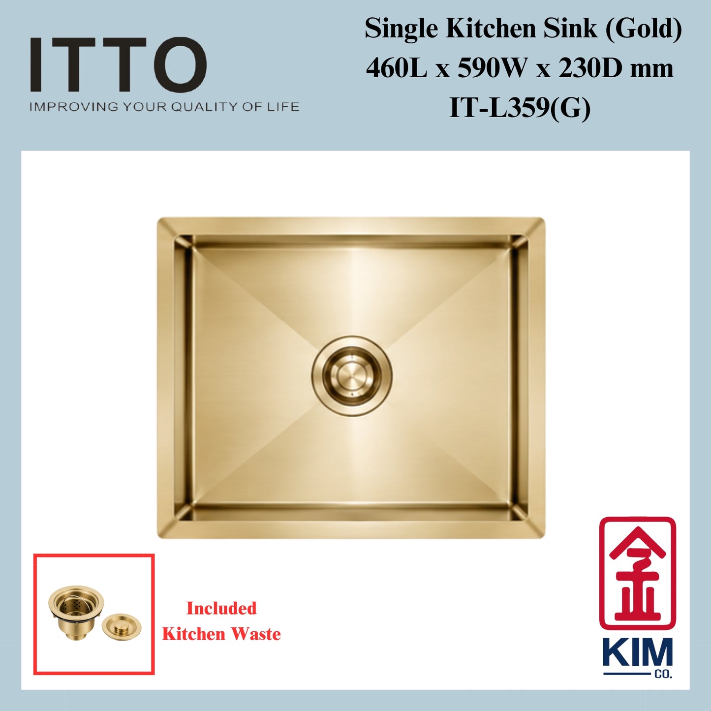 Itto Nano-Coated Single Bowl Kitchen Sink  (Gold)