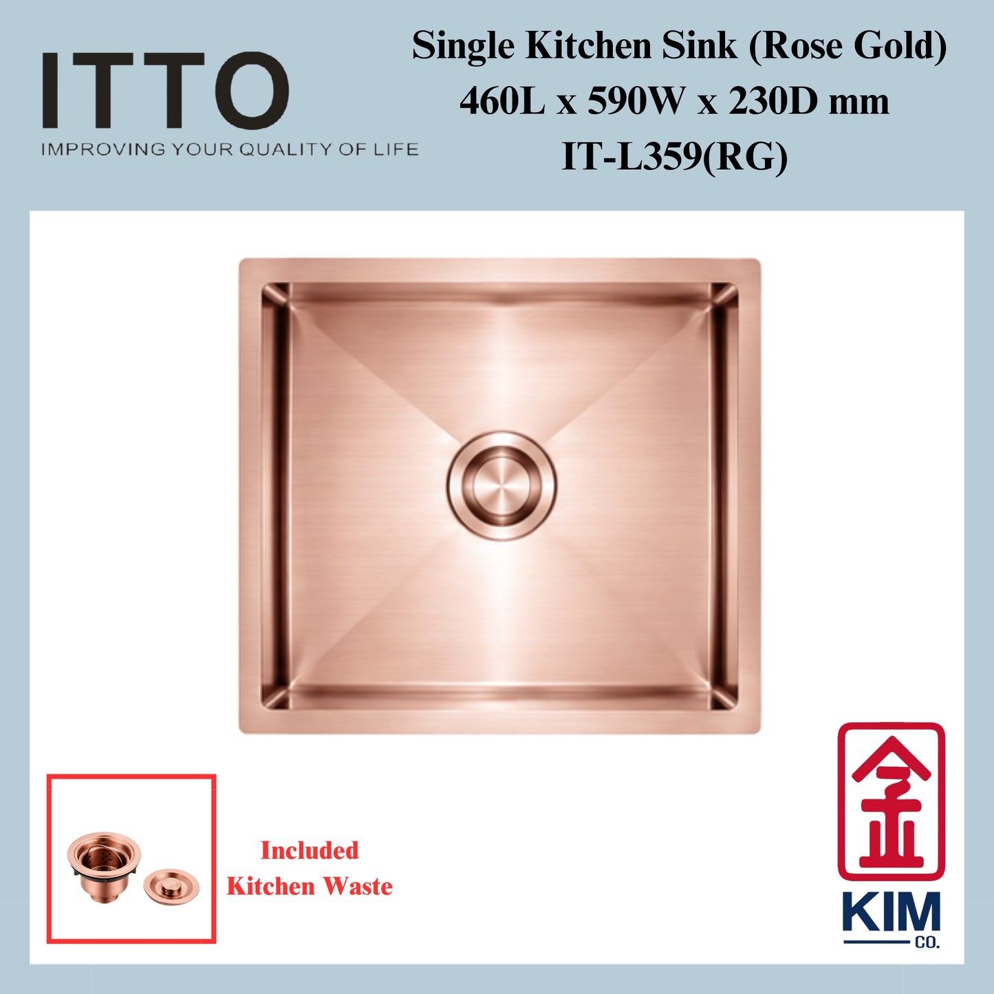 Itto Nano-Coated Single Bowl Kitchen Sink  (Rose Gold)