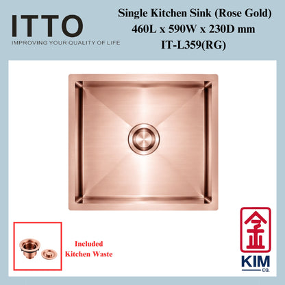 Itto Nano-Coated Single Bowl Kitchen Sink  (Rose Gold)
