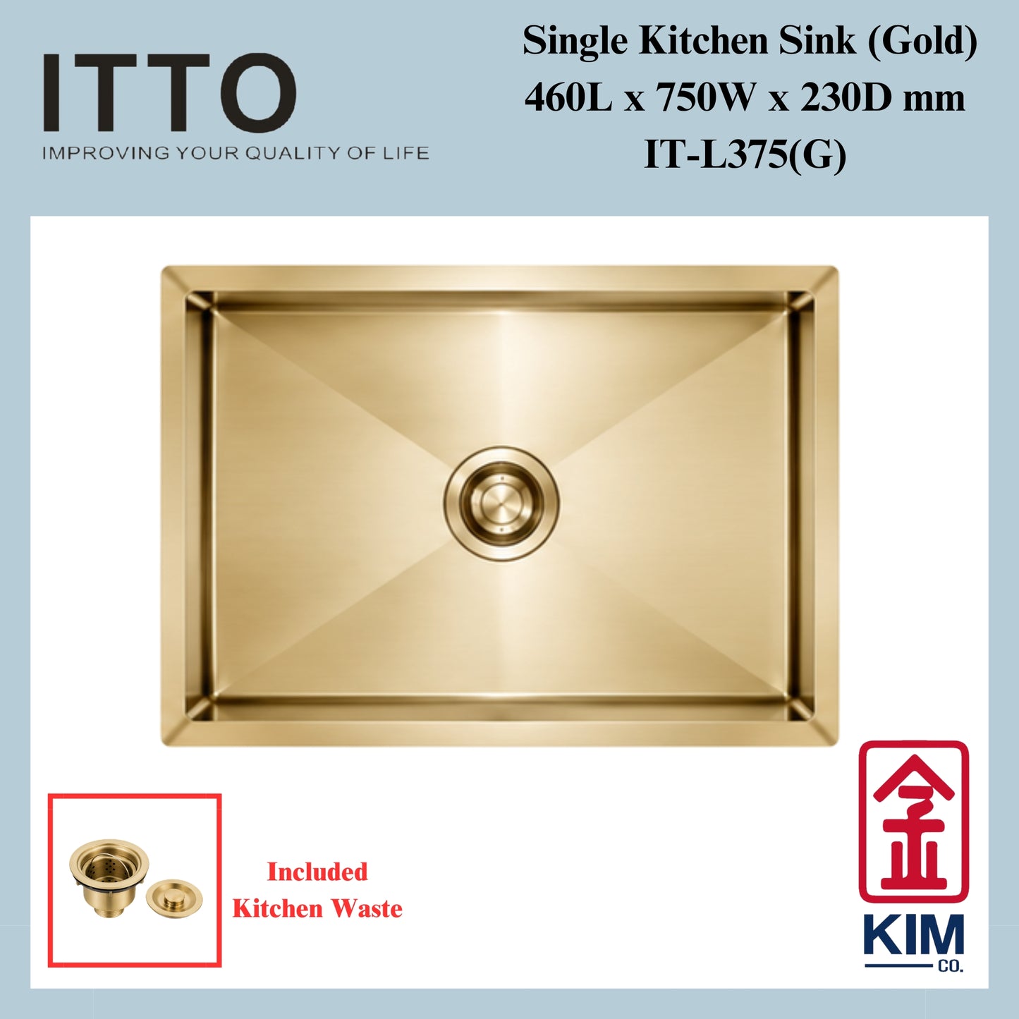 Itto Nano-Coated Single Bowl Kitchen Sink  (Gold)
