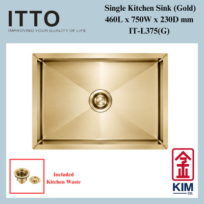 Itto Nano-Coated Single Bowl Kitchen Sink  (Gold)