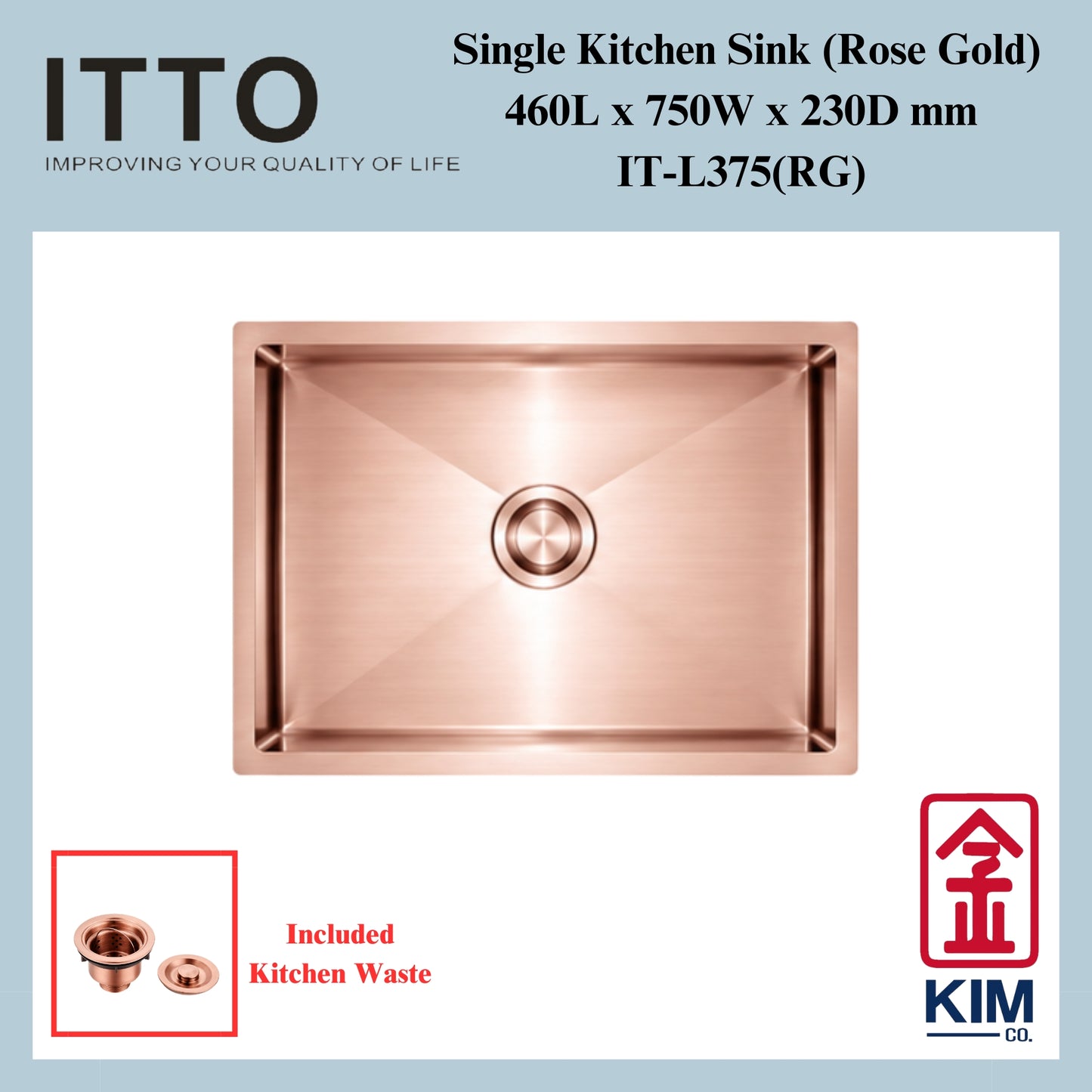 Itto Nano-Coated Single Bowl Kitchen Sink  (Rose Gold)