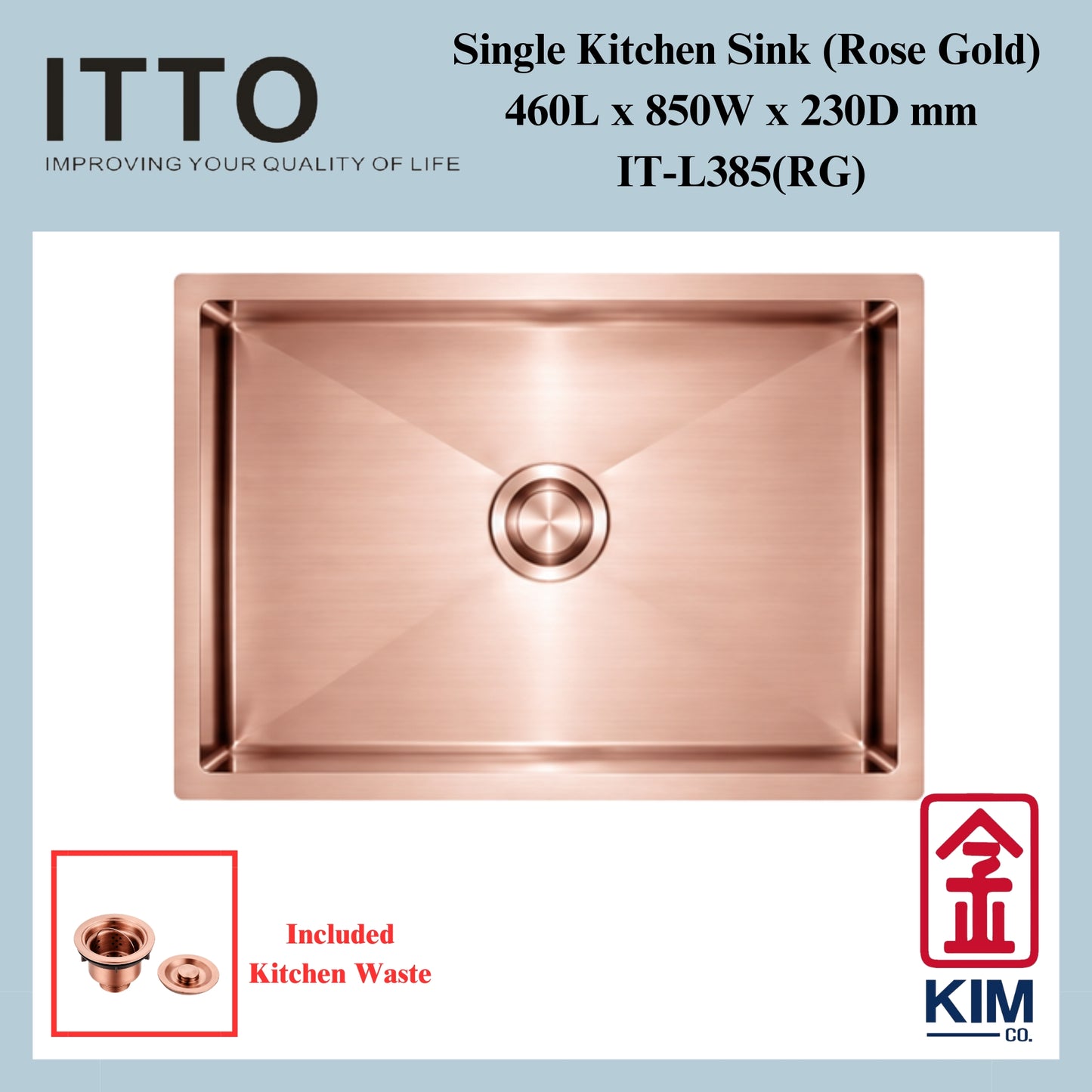 Itto Nano-Coated Single Bowl Kitchen Sink  (Rose Gold)