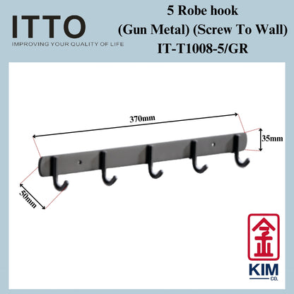 Itto Stainless Steel 304 Screw To Wall Robe Hook (Gun Metal) (IT-T1008)