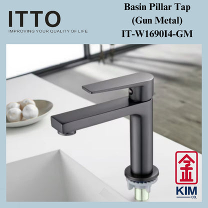 Itto Stainless Steel Basin Pillar Tap (Gun Metal) (IT-W1690I4-GM)