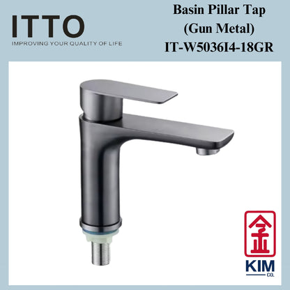 Itto Stainless Steel Basin Pillar Tap (Gun Metal) (IT-W5036I4-18GR)