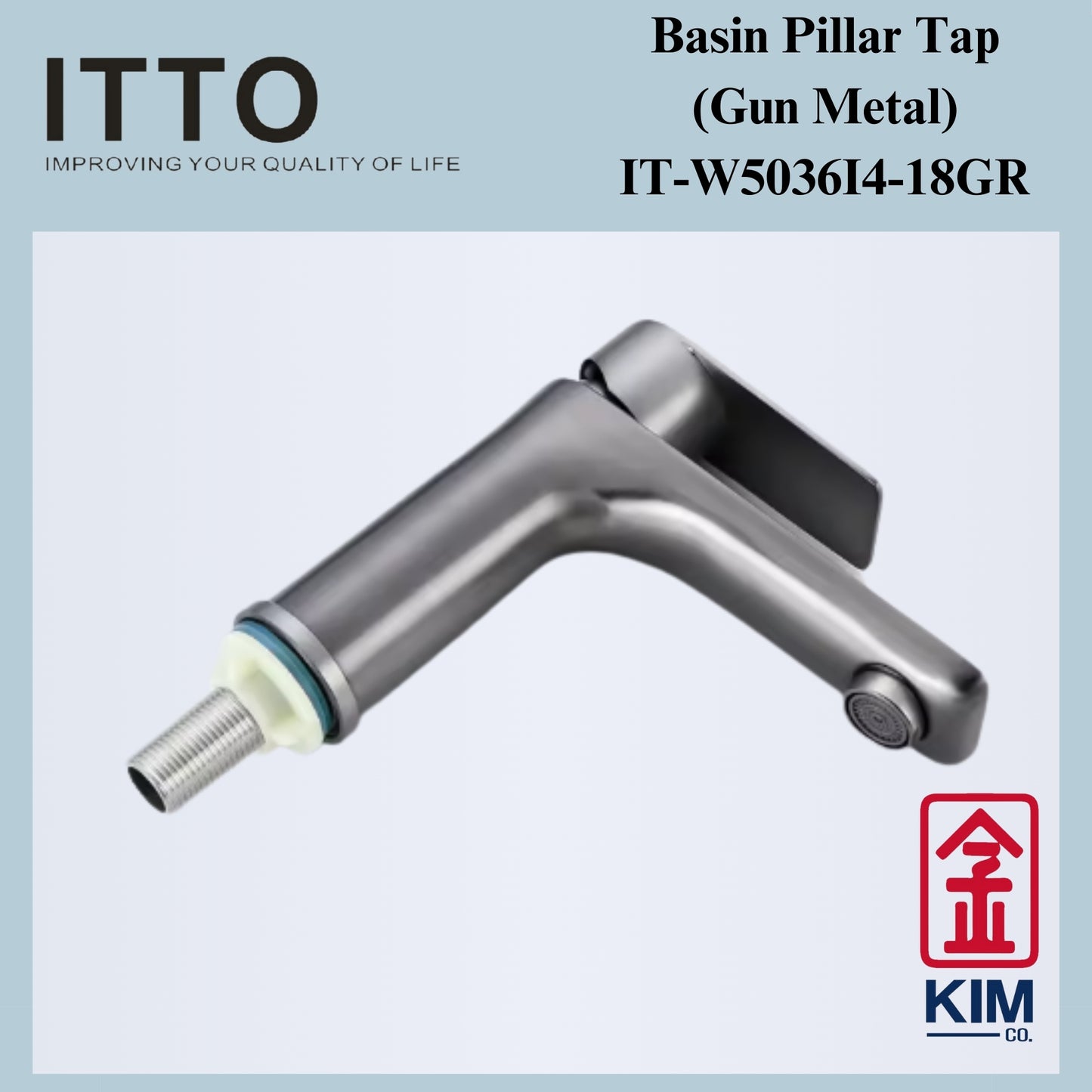 Itto Stainless Steel Basin Pillar Tap (Gun Metal) (IT-W5036I4-18GR)