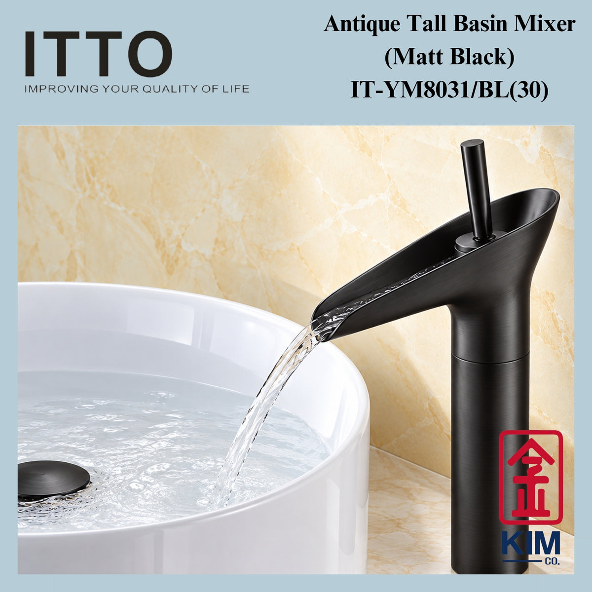 Itto Brass Tall Basin Pillar Mixer Tap 30CM (IT-YM8031(30))
