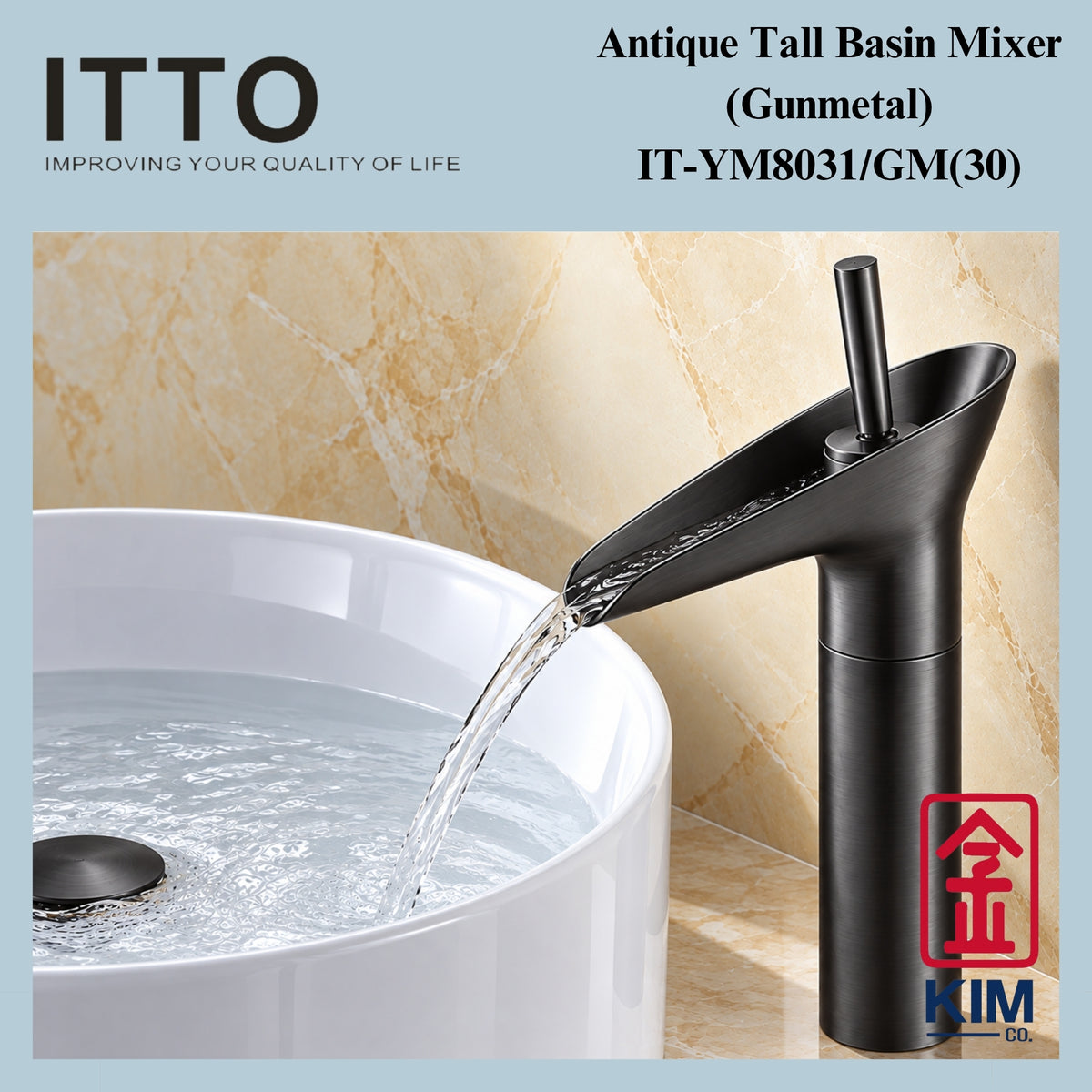 Itto Brass Tall Basin Pillar Mixer Tap 30CM (IT-YM8031(30))