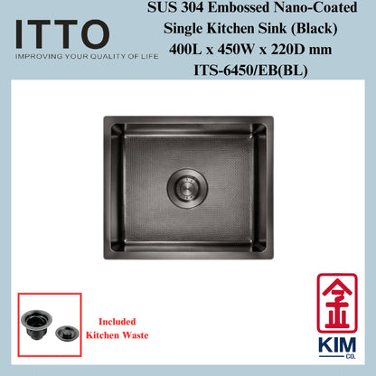Itto Nano-Coated With Embossed Surface Single Bowl Kitchen Sink (Black)