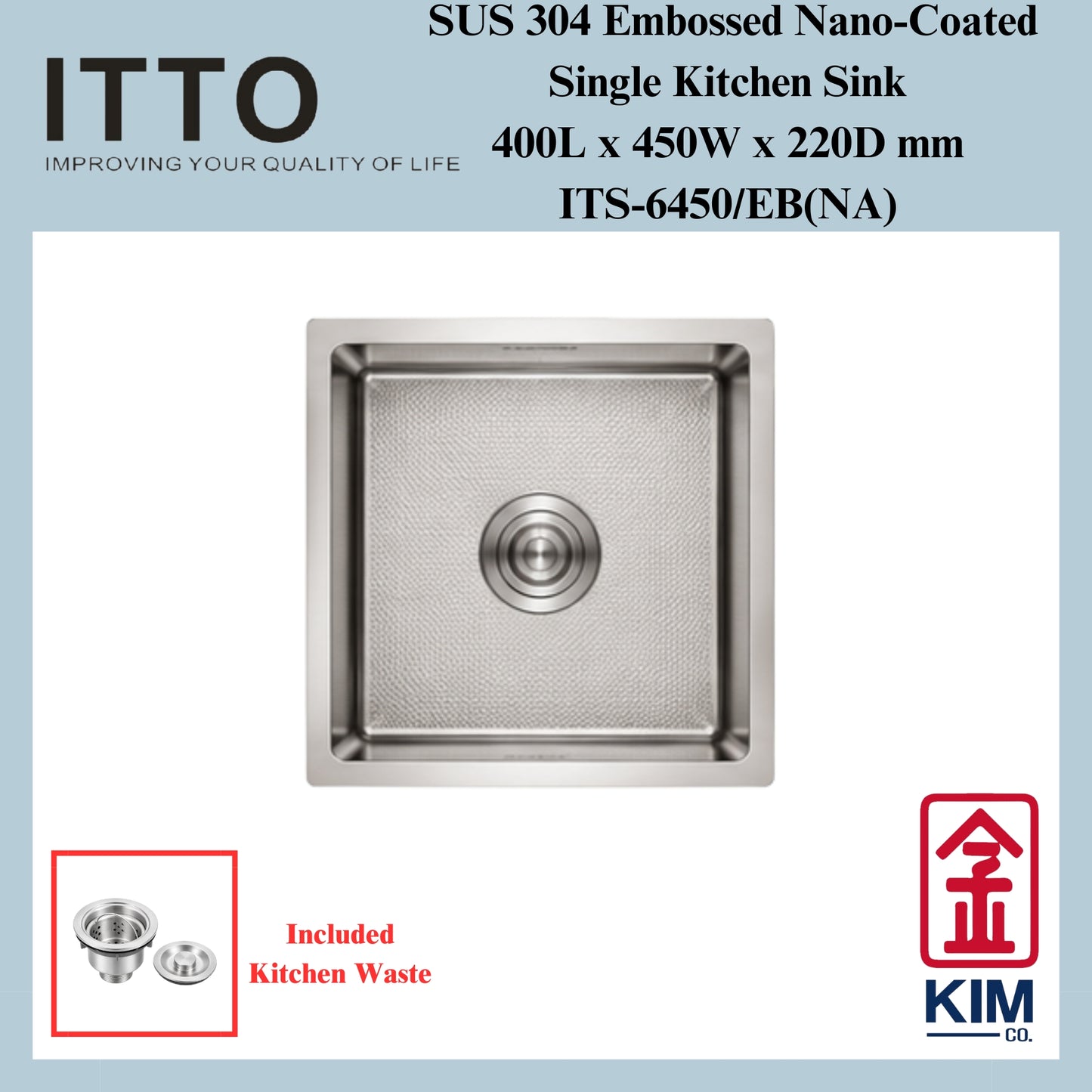 Itto Nano-Coated With Embossed Surface Single Bowl Kitchen Sink