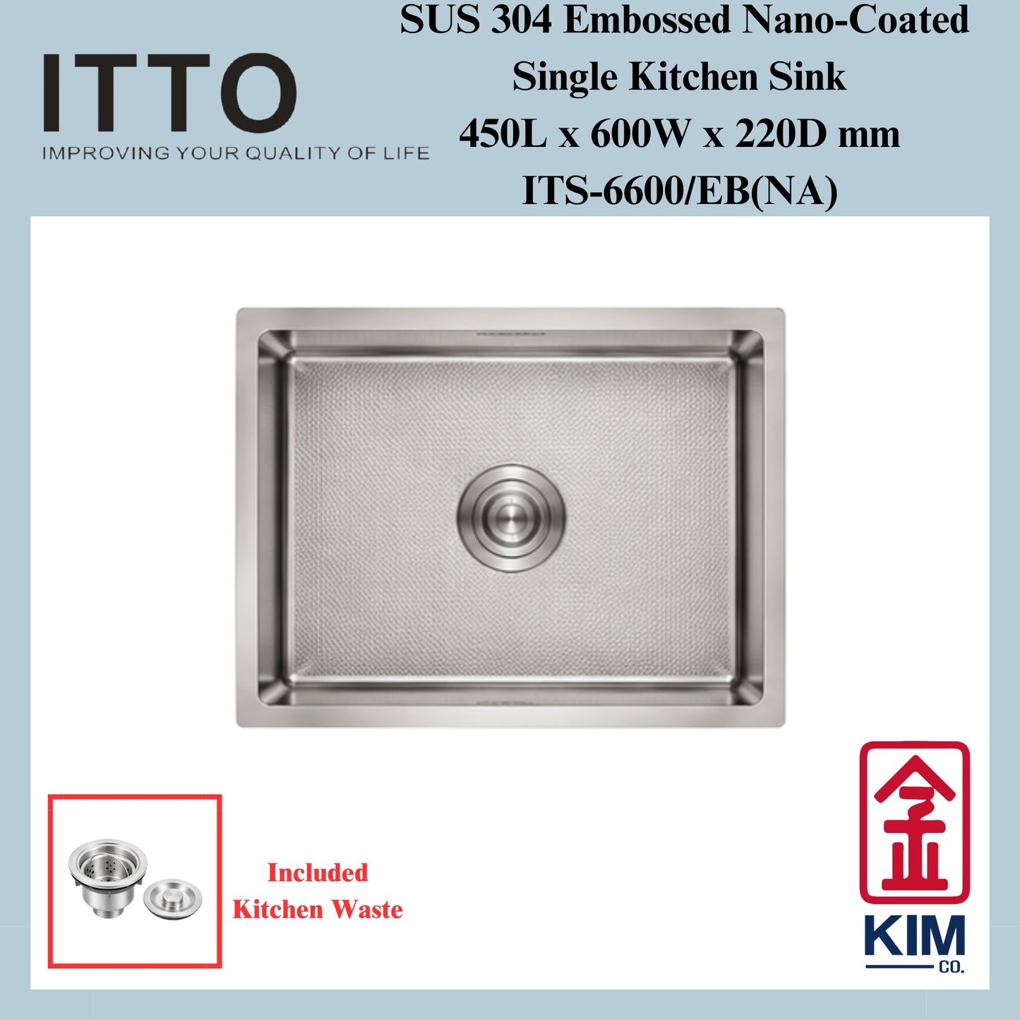 Itto Nano-Coated With Embossed Surface Single Bowl Kitchen Sink
