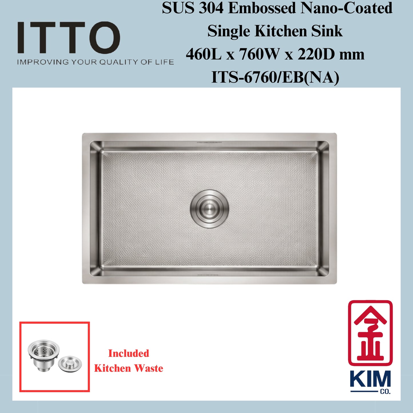 Itto Nano-Coated With Embossed Surface Single Bowl Kitchen Sink