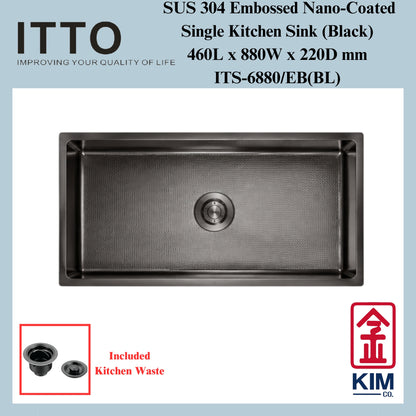 Itto Nano-Coated With Embossed Surface Single Bowl Kitchen Sink (Black)