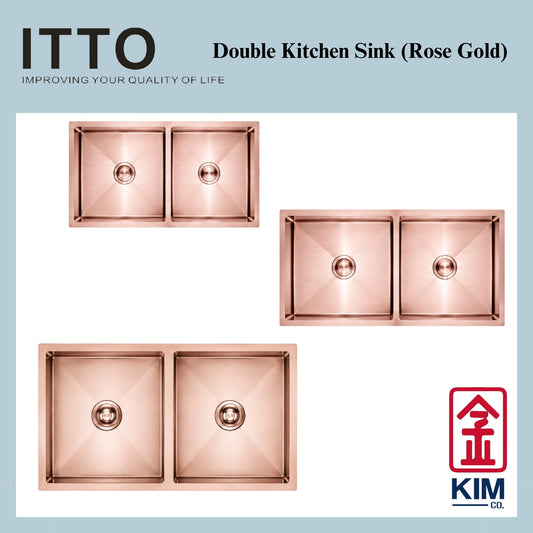 Itto Nano-Coated Double Bowl Kitchen Sink (RoseGold)