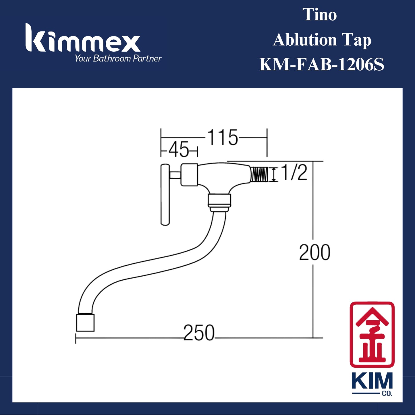 kimmex Tino Brass Chrome Ablution Tap (KM-FAB-1206S)