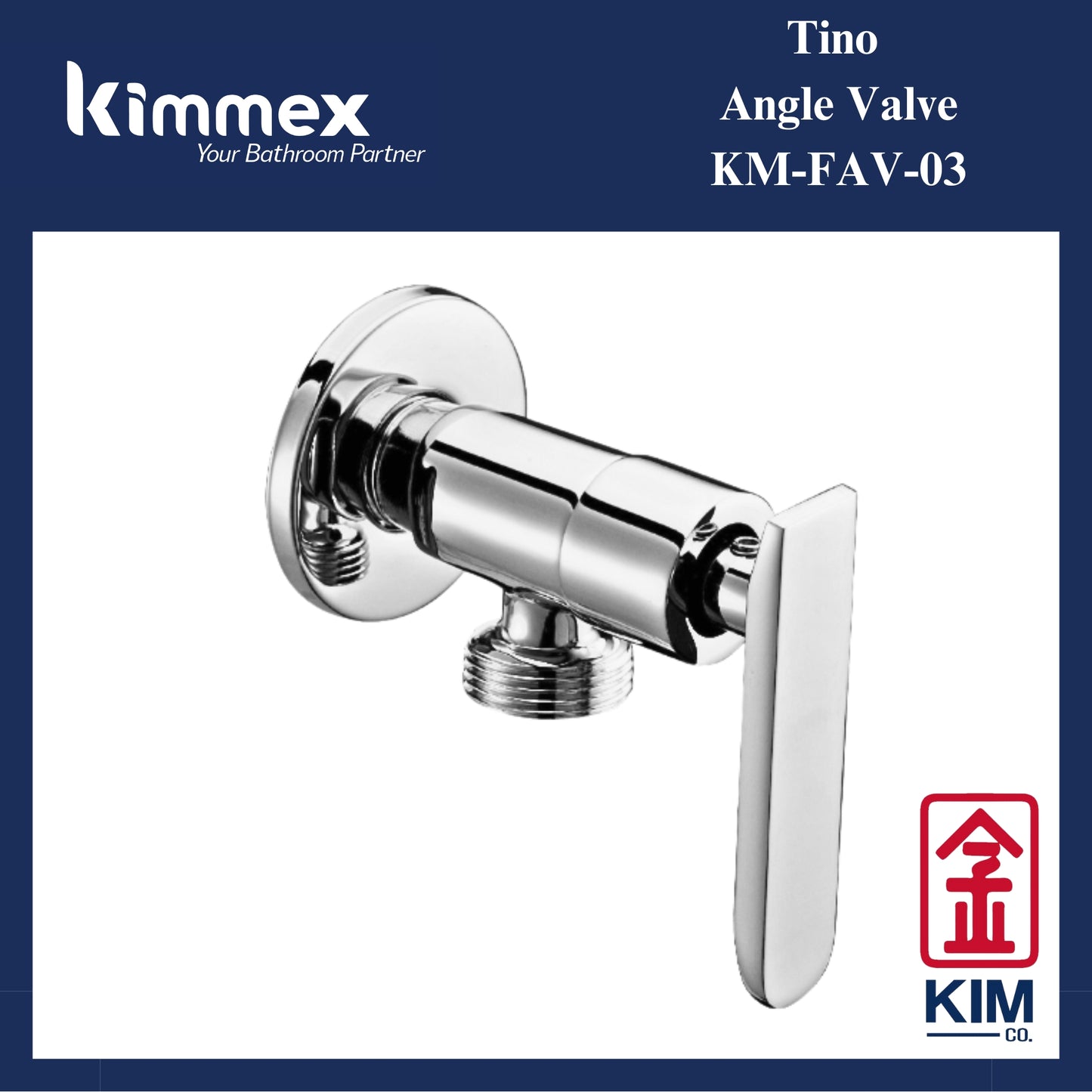 kimmex Tino Brass Chrome Lever Handle Angle Valve (KM-FAV-03)