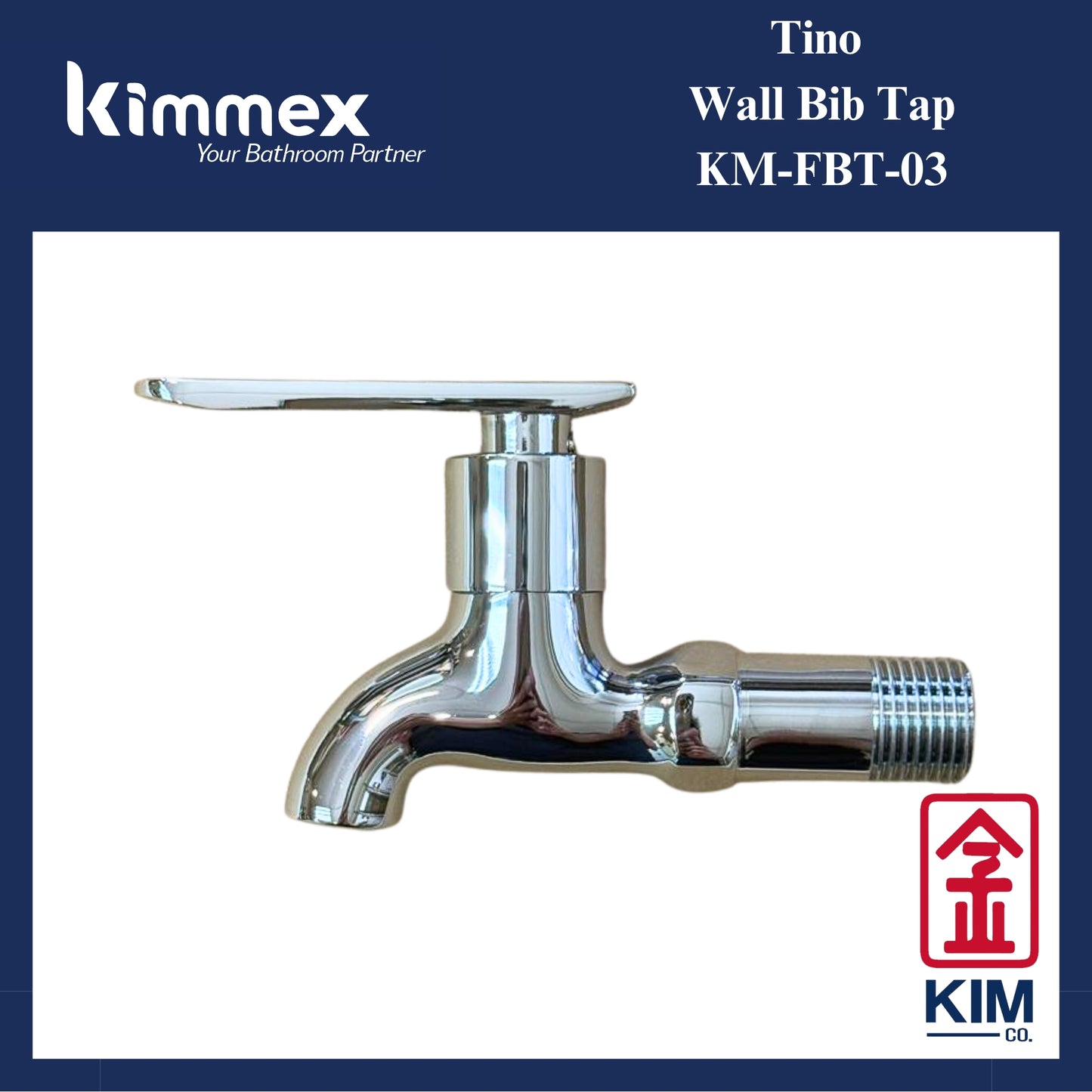 kimmex Tino Brass Chrome Wall Bib Tap (KM-FBT-03)