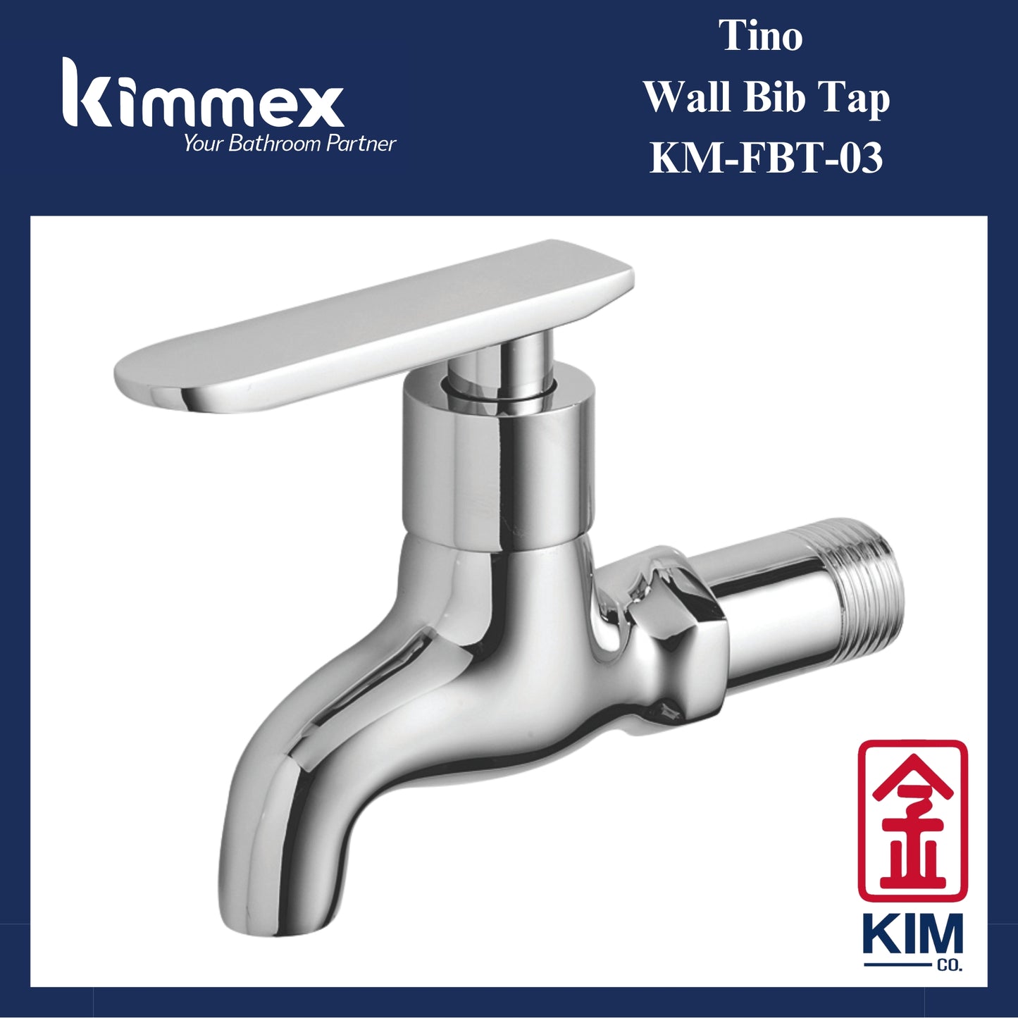 kimmex Tino Brass Chrome Wall Bib Tap (KM-FBT-03)