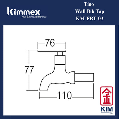 kimmex Tino Brass Chrome Wall Bib Tap (KM-FBT-03)