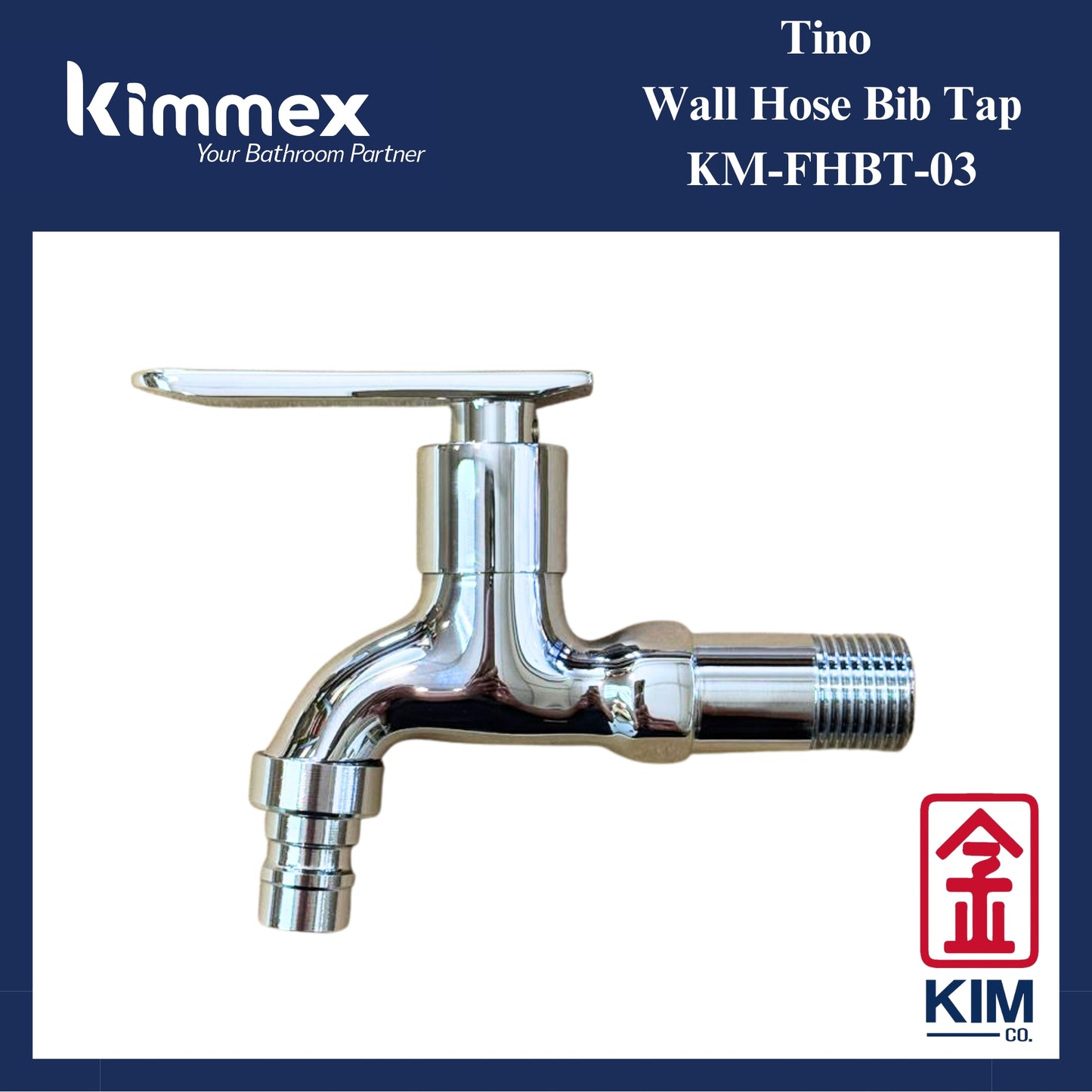 kimmex Tino Brass Chrome Wall Hose Bib Tap (KM-FHBT-03)