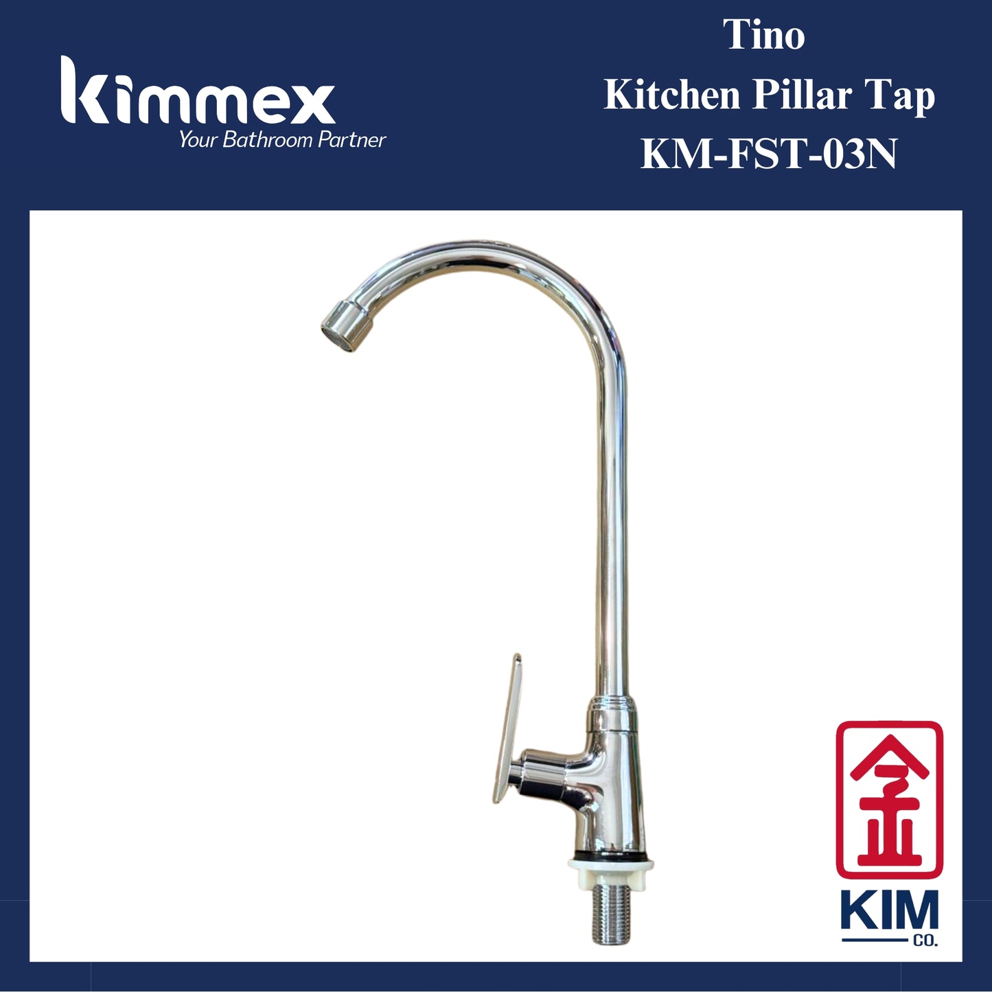 kimmex Tino Brass Chrome Deck Mounted Kitchen Sink Tap (KM-FST-03N)