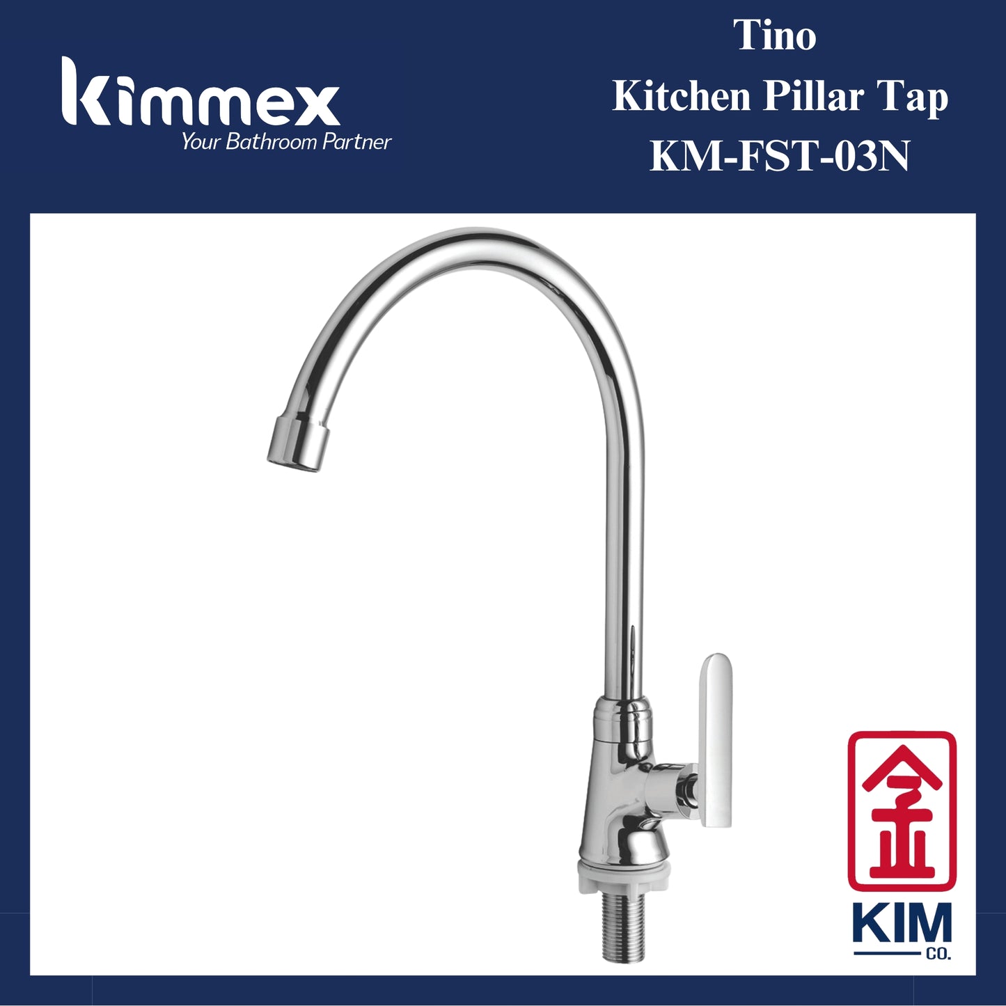 kimmex Tino Brass Chrome Deck Mounted Kitchen Sink Tap (KM-FST-03N)