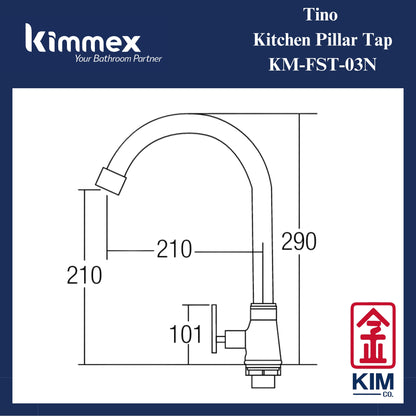 kimmex Tino Brass Chrome Deck Mounted Kitchen Sink Tap (KM-FST-03N)