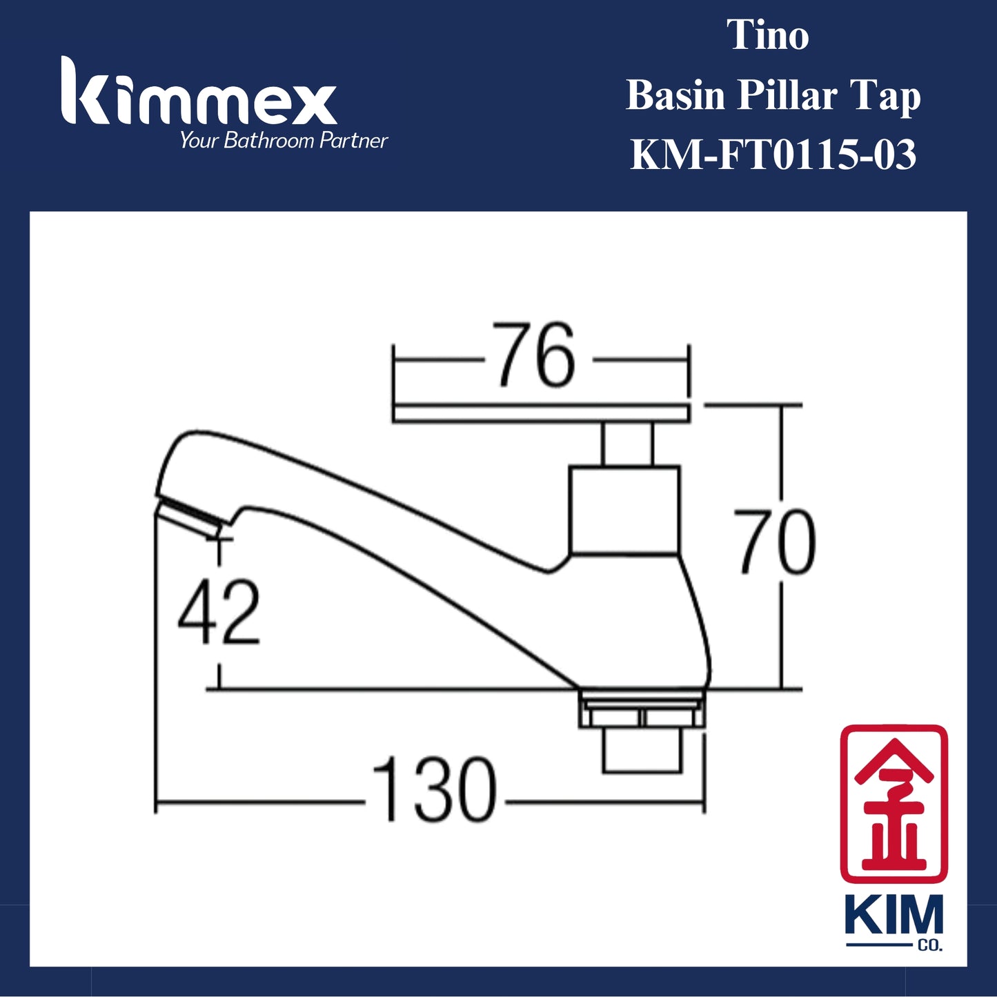 kimmex Tino Brass Chrome Basin Pillar Tap (KM-FT0115-03)