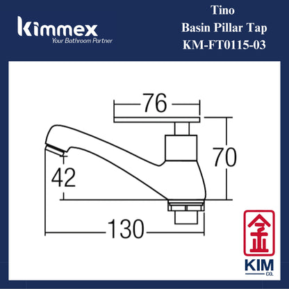kimmex Tino Brass Chrome Basin Pillar Tap (KM-FT0115-03)