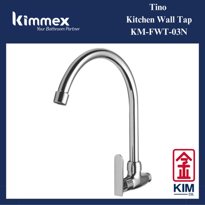 kimmex Tino Brass Chrome Wall Mounted Kitchen Sink Tap (KM-FWT-03N)