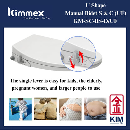 kimmex U Shape Manual Bidet Seat & Cover (UF)(KM-SC-BS-D/UF)