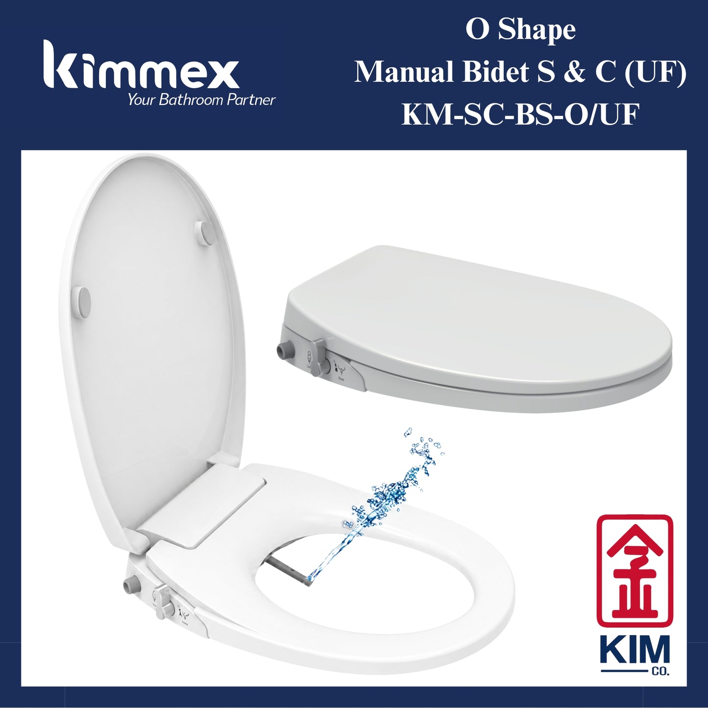 kimmex O Shape Manual Bidet Seat & Cover (UF)(KM-SC-BS-O/UF)