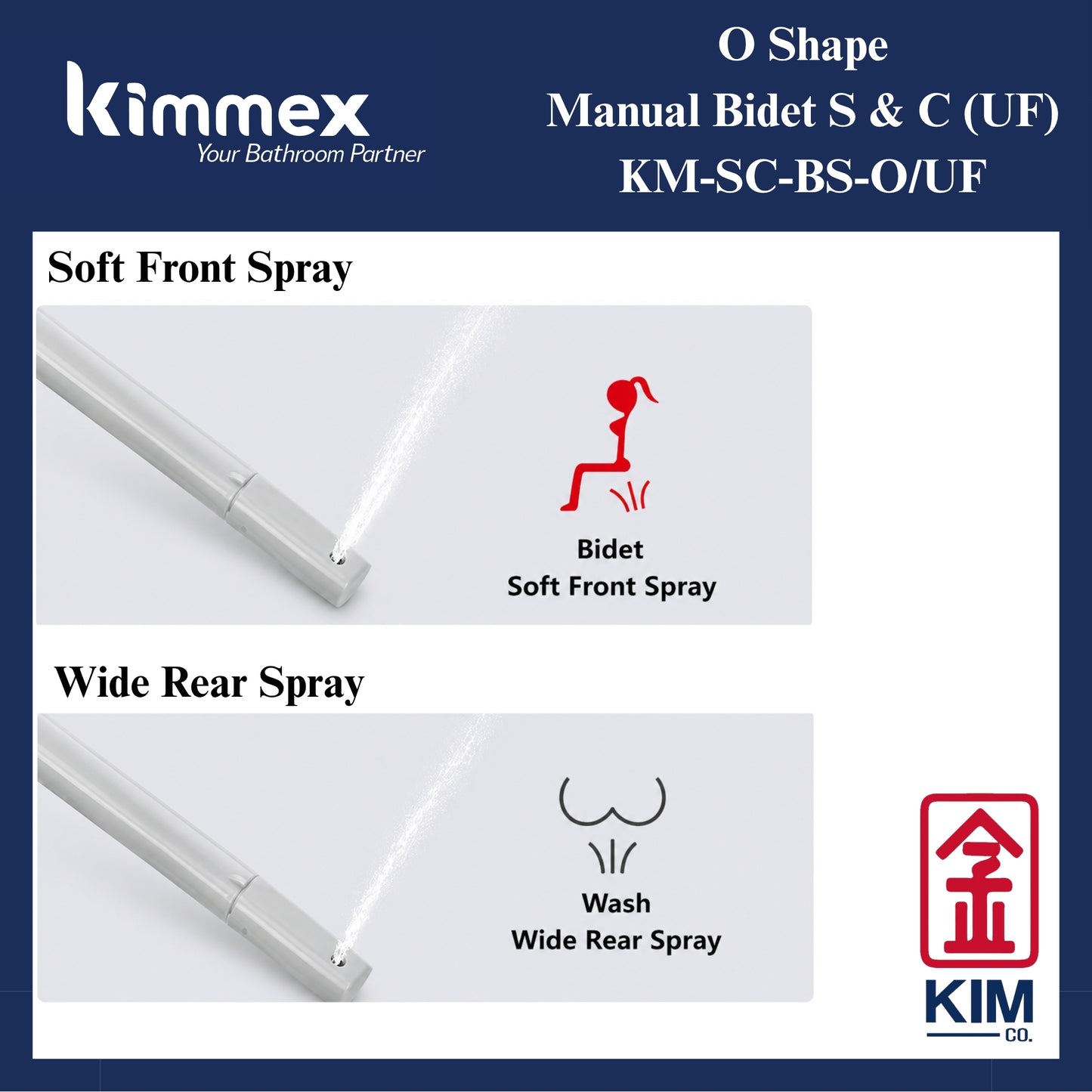 kimmex O Shape Manual Bidet Seat & Cover (UF)(KM-SC-BS-O/UF)