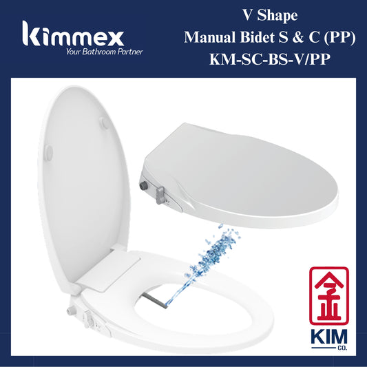 kimmex V Shape Manual Bidet Seat & Cover (PP)(KM-SC-BS-V/PP)