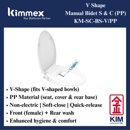 kimmex V Shape Manual Bidet Seat & Cover (PP)(KM-SC-BS-V/PP)