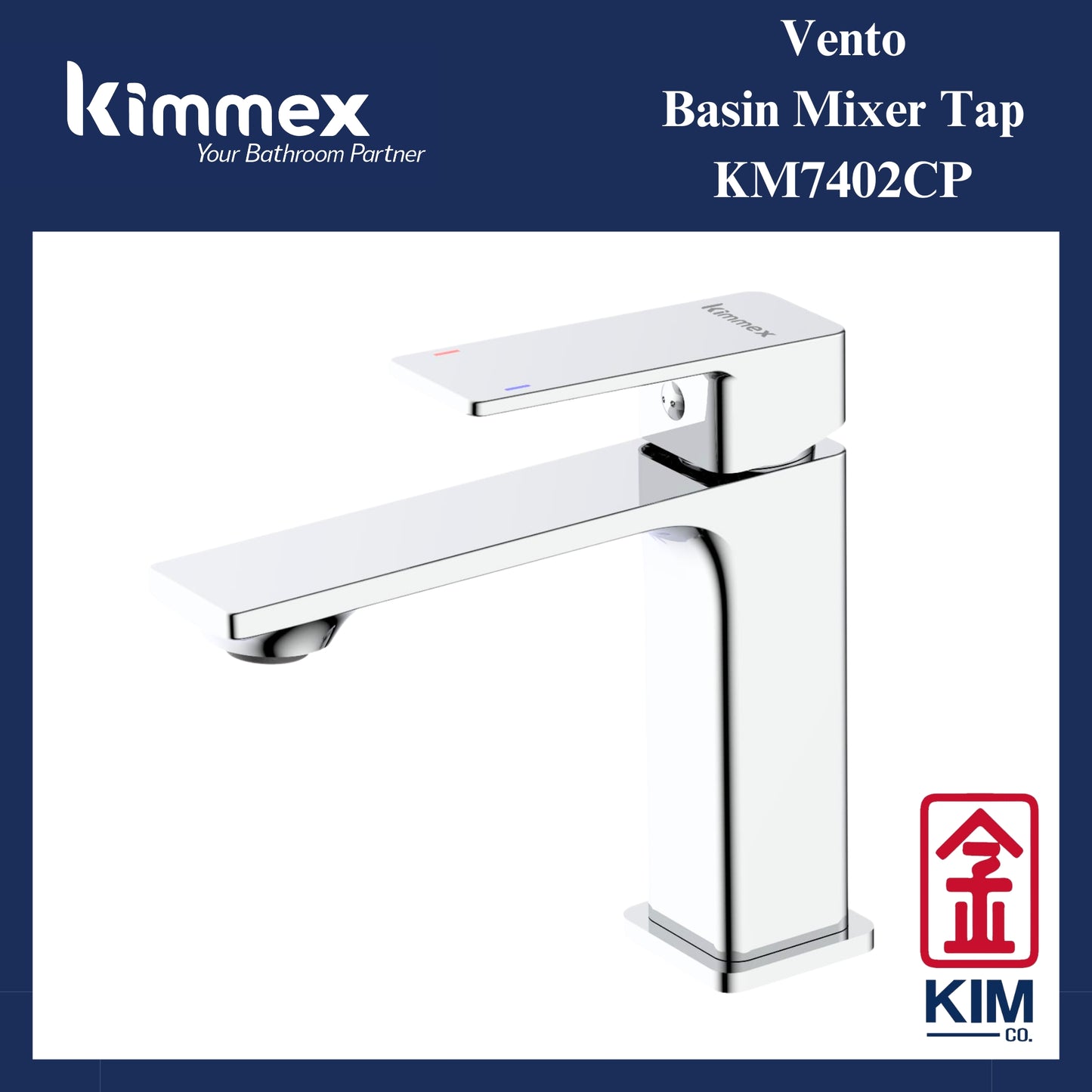 kimmex Vento Basin Mixer Without Pop Up Waste (KM7402CP)