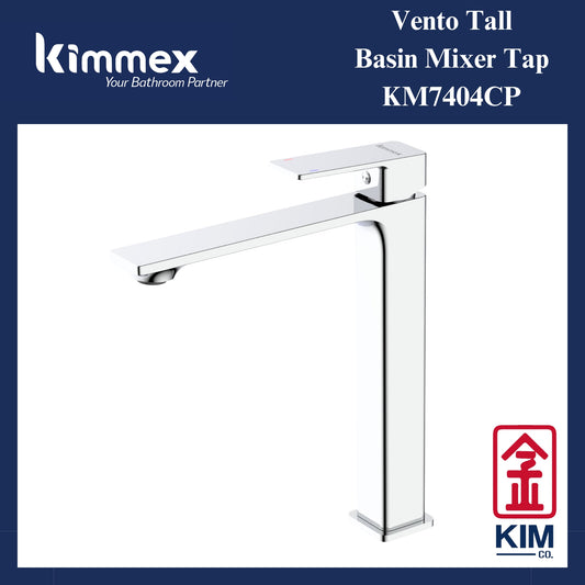 kimmex Vento Tall Basin Mixer Without Pop Up Waste (KM7404CP)