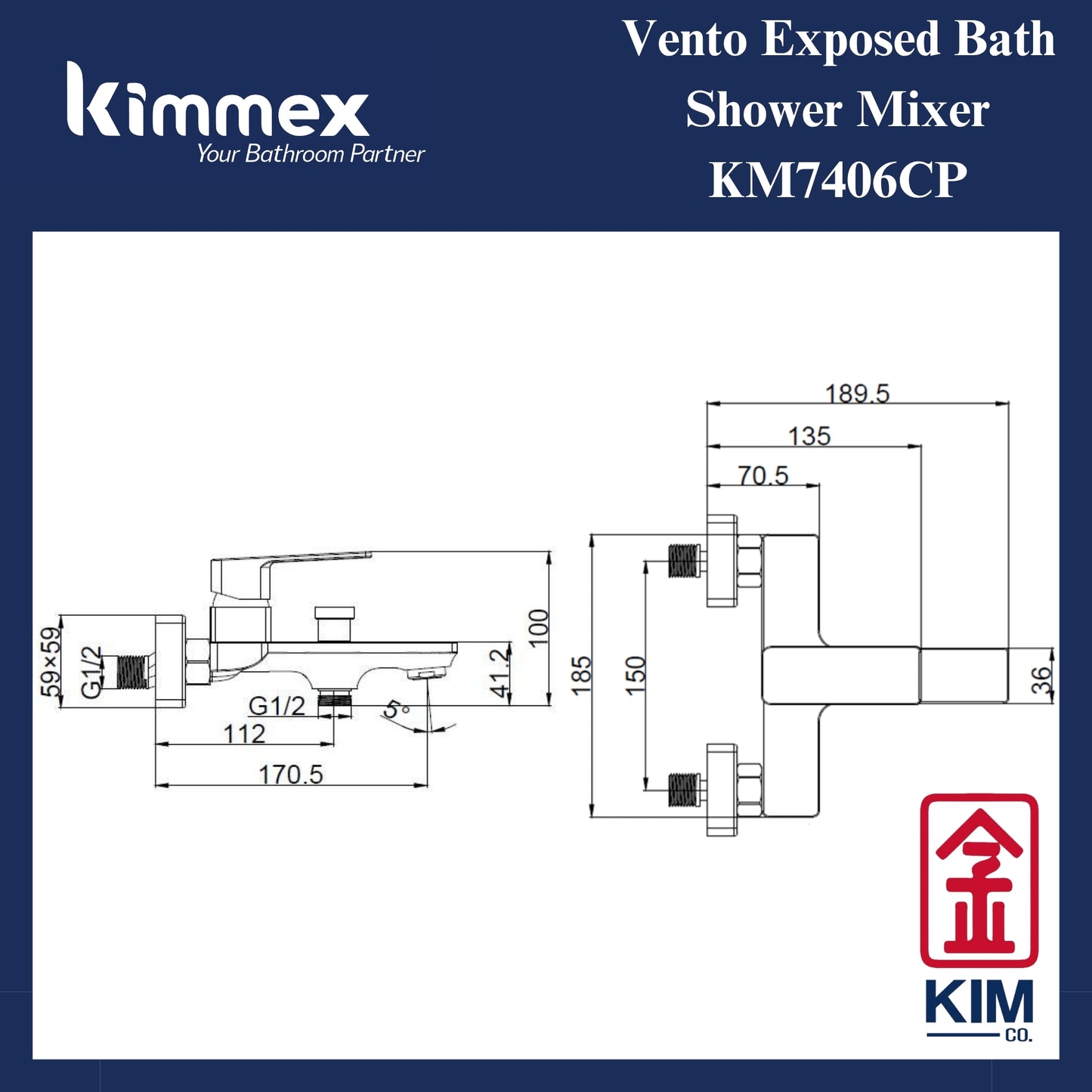 🔥𝐘𝐄𝐀𝐑 𝐄𝐍𝐃 𝐒𝐀𝐋𝐄𝐒🔥- kimmex Vento Exposed Bath Shower & Hand Shower Set