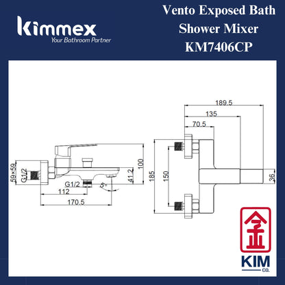 🔥𝐘𝐄𝐀𝐑 𝐄𝐍𝐃 𝐒𝐀𝐋𝐄𝐒🔥- kimmex Vento Exposed Bath Shower & Hand Shower Set