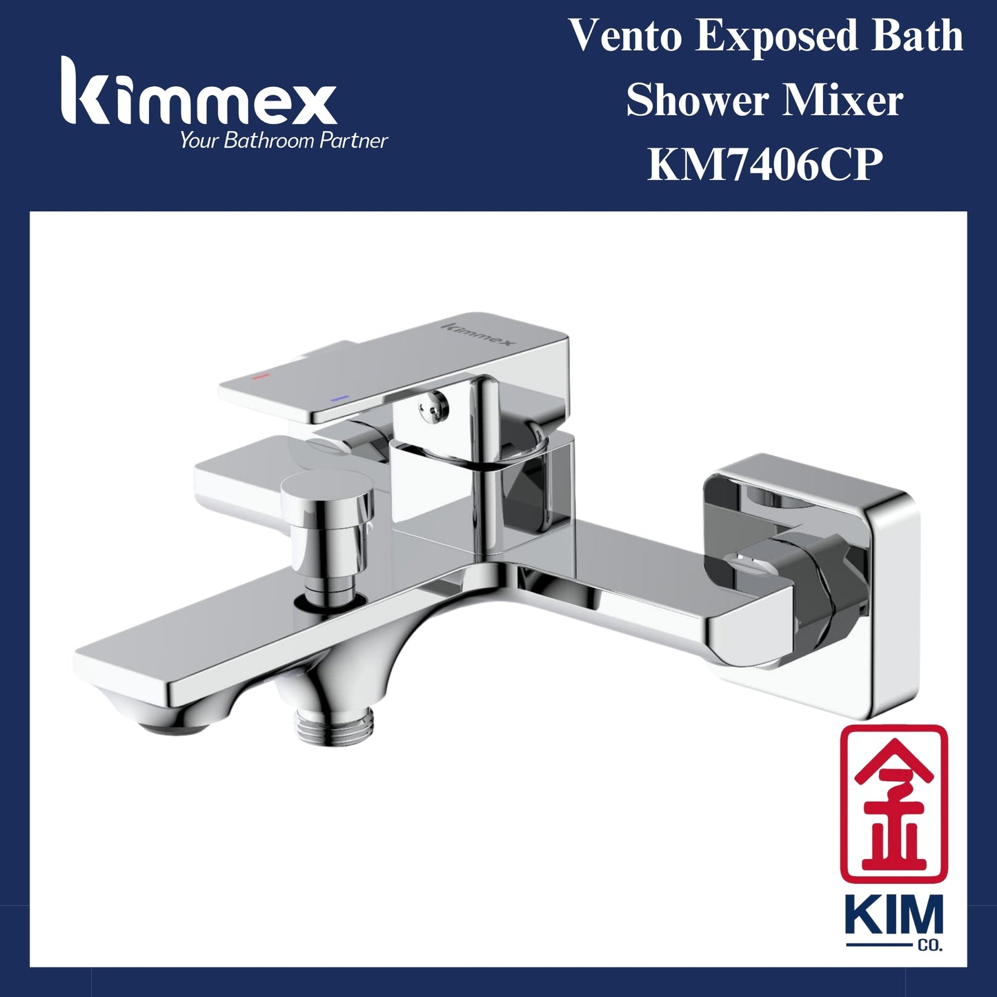 kimmex Vento Exposed Bath Shower Mixer Without Shower Kit (KM7406CP)