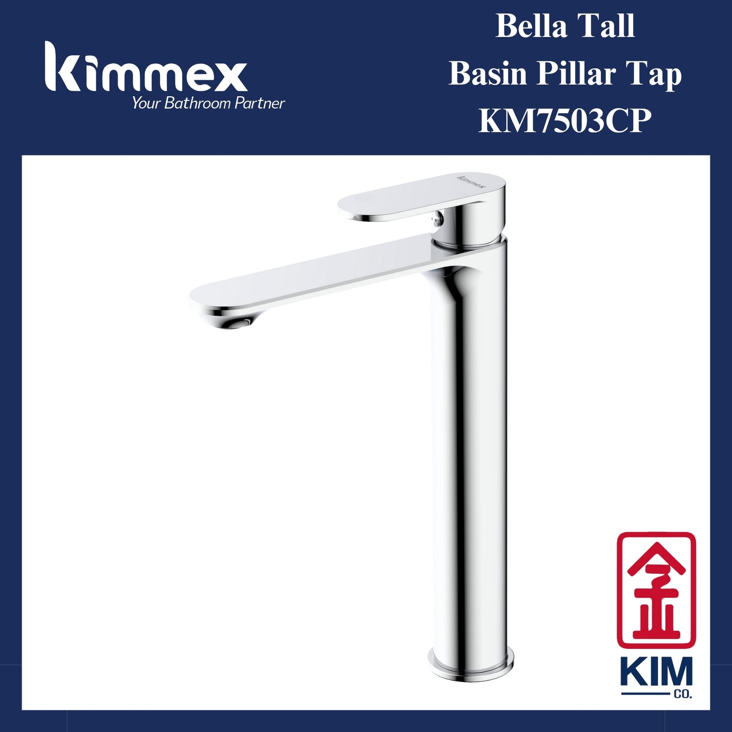kimmex Bella Tall Basin Pillar Tap (KM74503CP)