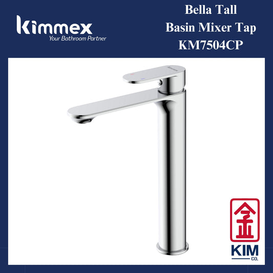 kimmex Bella Tall Basin Mixer Without Pop Up Waste (KM7504CP)